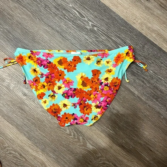 NWT Kenneth Cole light blue orange red yellow floral swim bikini bottoms XL - Picture 7 of 7